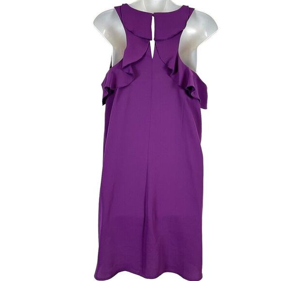 Ann Taylor Loft Petites Womens Purple Ruffle Sleeveless Casual Mini Dress sz M P - Picture 1 of 16